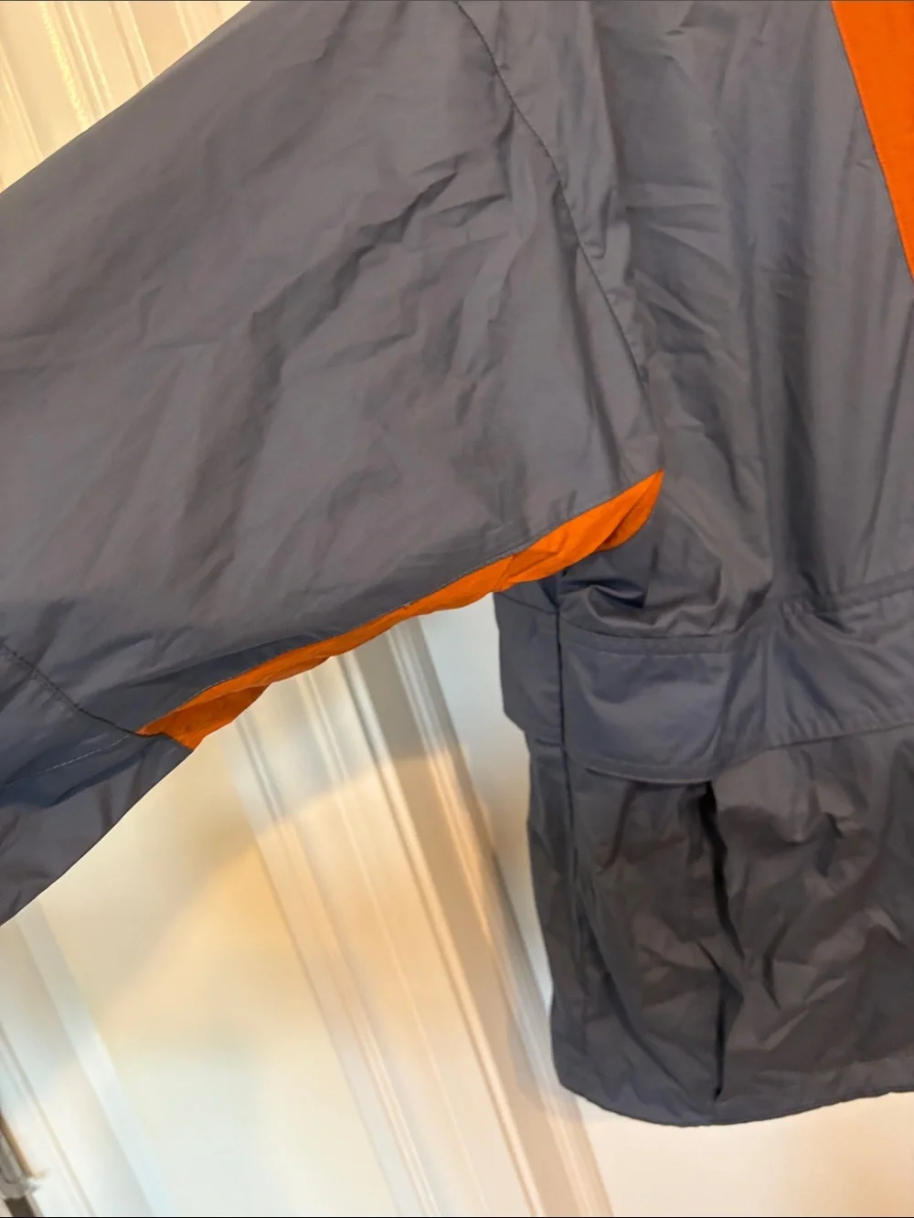 Nike Hooded Pullover Anorak Jacket in Blue & Rust with Neon Yellow  packable